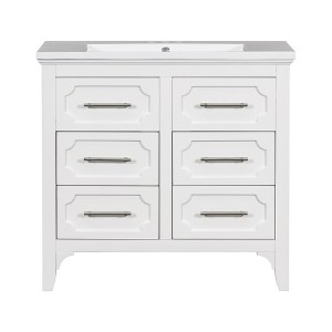 VYNXARIA 36'' Bathroom Vanity with Resin Sink - Solid Wood Frame, Four Drawers, Elegant Design - 1 of 4
