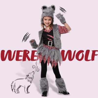 Joyfy Halloween Werewolf Costume for Kids, Scary Halloween Costume for Girls, Wolf Outfit Set for Girls