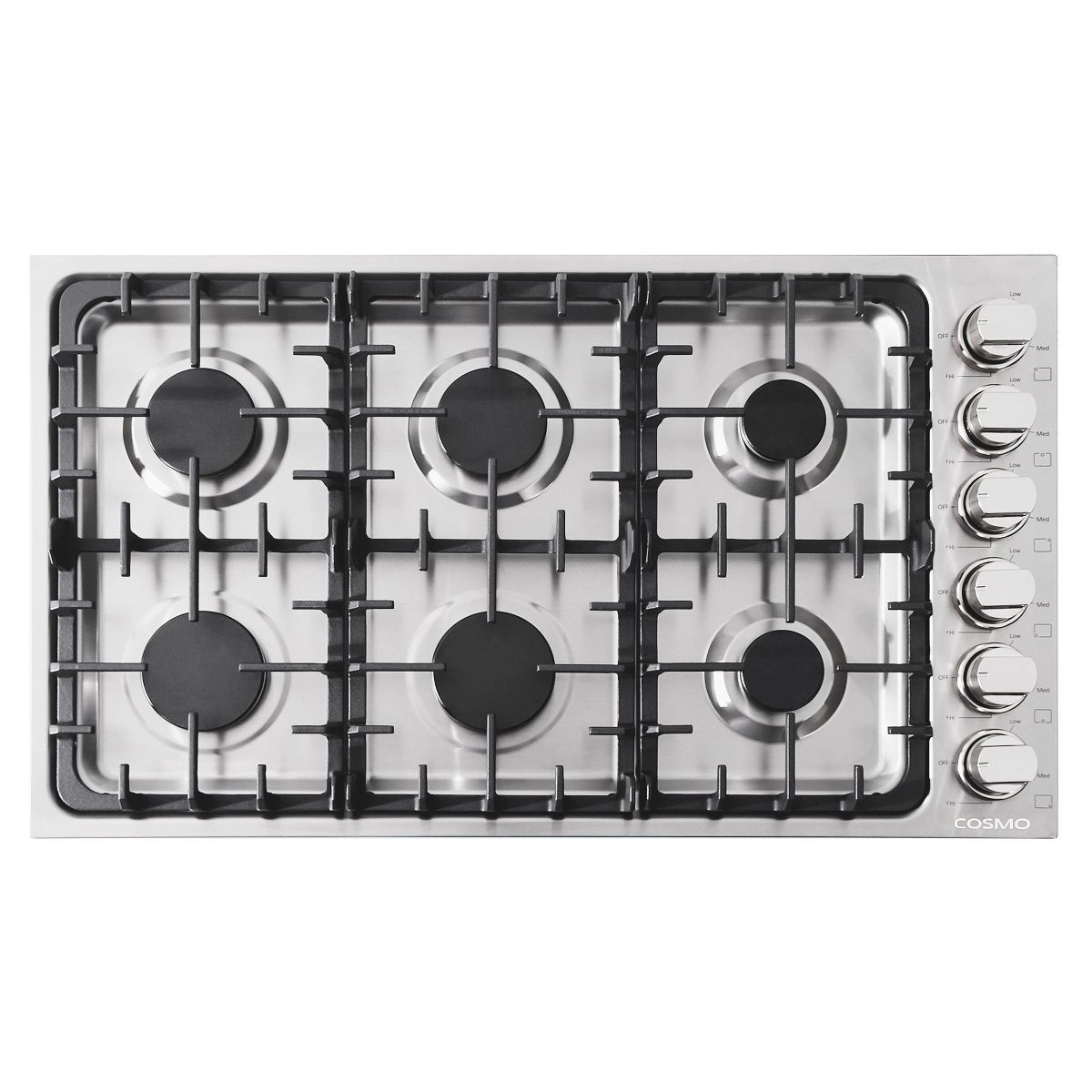 Cosmo COS-DIC366 36 in. Gas Cooktop in Stainless Steel with 6 Italian Made Burners