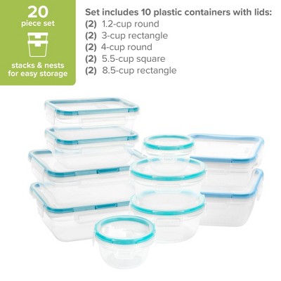 20-Piece Green Plastic Food Storage Container Set with Lockable Lids