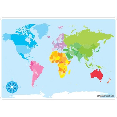 Smart Poly 12" x 17" Double-Sided World Map Learning Mats