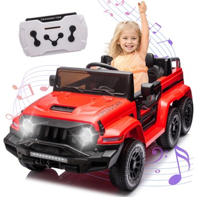 Ride On Truck Car, 24V Kids' Electric Vehicles W/Parents Control, Twin 35W Motors 3.5MPH Max Speed, USB Music Player, 6 Wheels Gift for Boy & Girl