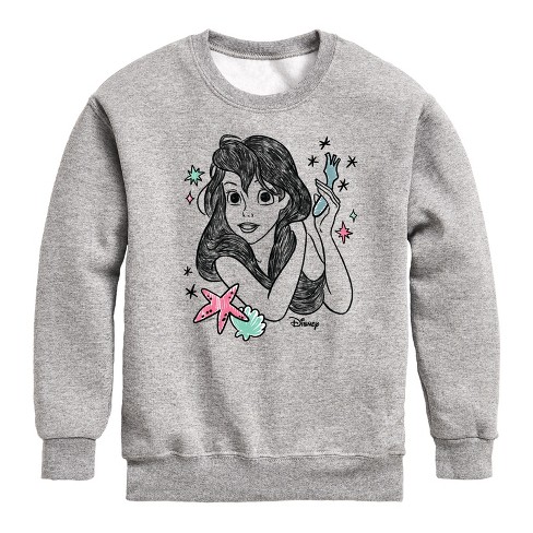 Boys' - Disney - Ariel Sketch Graphic Long Sleeve Fleece Sweatshirt - image 1 of 4