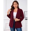 Coolmee Women's Plus Size Blazer 3/4 Sleeve Notch Panel Work Business Casual Outfits Dressy Suit Pockets Jacket Peplum Blazers - 3 of 4