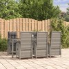 vidaXL Elegant Outdoor 7-Piece Patio Dining Lounge Set - Gray Poly Rattan with Reclining Chairs, Tempered Glass Table, Thick Cushions - 2 of 4