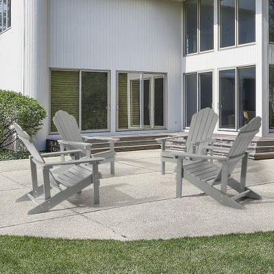 Sonkuki 4-Pack Faux Wood Adirondack Chair with High Back and Wide Seat