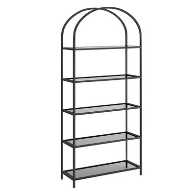 Vasagle Storage Rack, 5-tier Shelf, Tempered Glass, Bookcase With Steel ...