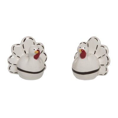 Transpac Dolomite Turkey Salt and Pepper Shaker Set of 2 Ceramic Fall Harvest White Tabletop Decor Indoor Use Gift Giving and Hostess Gifts Spot or