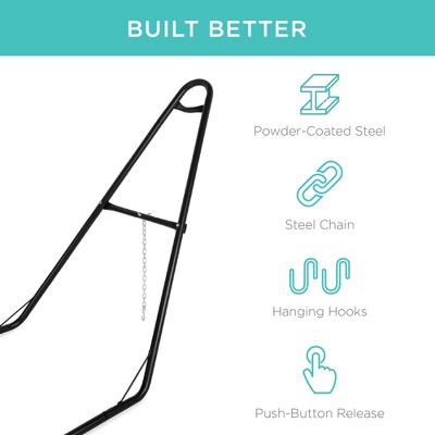 Adjustable Black Steel Outdoor Hammock Stand with Carrying Bag