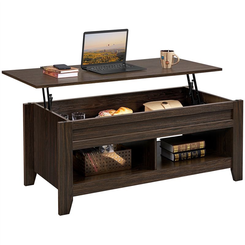 Yaheetech Lift Top Coffee Table With Hidden Compartment & 2 Open Shelves, For Living Room Reception Room Office, 5 of 12