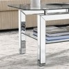 Vynxaria Rectangle Tempered Fiberglass Coffee Table with Mirrored Stainless Leg and Lower Shelf,20"D x 40"W x 18"H,Silver - 4 of 4