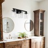 DORESshop 23.2 in. 3-Light Matte Black Linear Classic Modern Bathroom Vanity Light Wall Light with Clear Hammered Glass Shades - 4 of 4