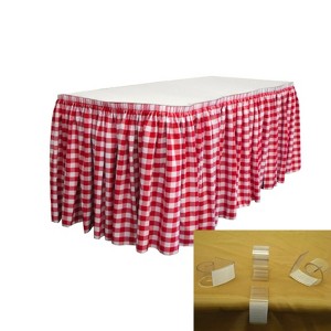 Slickblue Polyester Gingham Checkered Table Skirt with L-Clips - 1 of 1