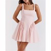 Coolmee Women's Summer Sleeveless Square Neck Tank Dress Casual Tie Back A-Line Ruffle Mini Dresses - 2 of 4