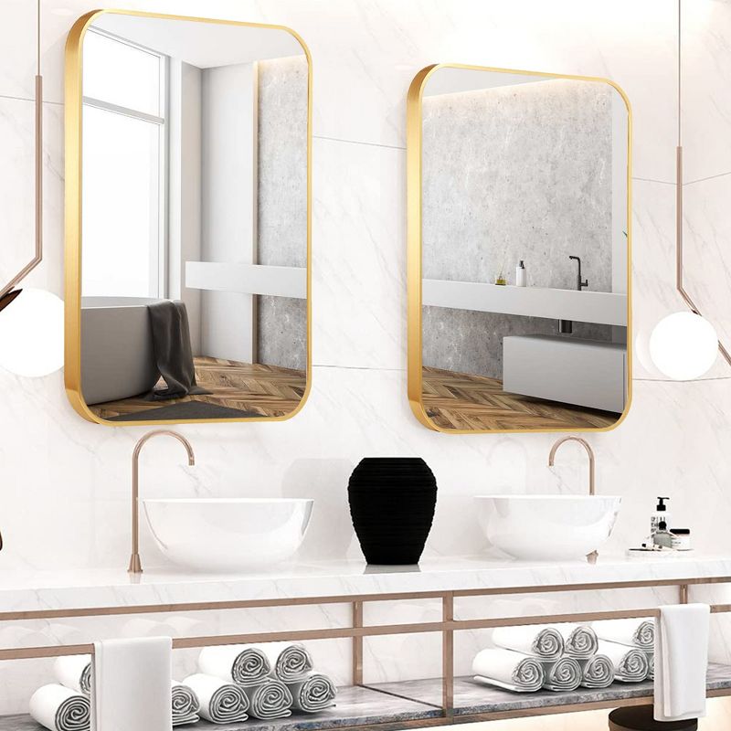 Cyril 24" x 34" Non-Rusting Aluminum Alloy Metal Frame Rounded Corner Rectangular Vanity Mount, Decorative Bathroom Vanity Mirrors-The Pop Home, 3 of 9