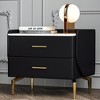 POVISON 20.87-Inch Black Nightstand with 2 Drawers, Wood Bedside Table,Sintered Stone Tabletop, MDF, Stainless Steel Legs - 2 of 4