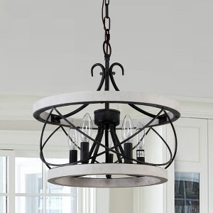 Bella Depot 5-Light 15.7" Wood Ceiling Light Rustic Chandelier Adjustable Pendant Light for Kitchen Island, Hallway - 1 of 4