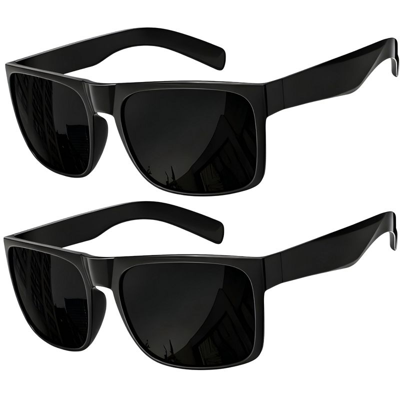 GRINDERPUNCH XL Sunglasses for Men Big Heads Wide Extra Wide Polarized UV400 Driving Fishing Sunglasses Large Fit Mens Shades - 2 Pack Black