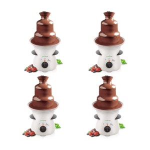 NutriChef PKFNMK16.5 Electric Countertop 3 Tier Stainless Steel Fondue Maker Fountain for Chocolate, Cheese, Liqueurs, Caramel Dip, White (4 Pack) - 1 of 4
