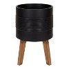 Kate and Laurel Gavri Round Metal Freestanding Planter, 11.25" Diameter, Black - 2 of 4