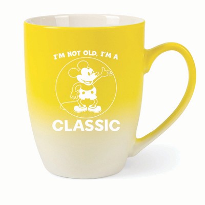 Elanze Designs I'm Not Old I'm A Classic Two Toned Ombre Matte 10 ounce New Bone China Coffee Tea Cup Mug, Yellow and White