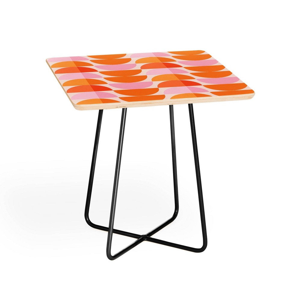 Photos - Coffee Table ThirtyOne Illustrations Tangerine Square Side Table Plum/Peach/Black - Den