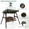Tangkula 2 Person Wooden Garden Swing Bench Chair w/ Adjustable Cover for Garden Porch - 3 of 4