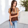 Anna-Kaci Women's Short Sleeve Boho Peasant Top with Tie Front and Striped Print - 4 of 4
