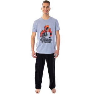 Marvel Men's Deadpool Pajamas Common Sense Is Tingling 2 Piece Pajama Set Deadpool - 1 of 4
