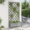 vidaXL Outdoor Planter with Trellis and Wheels - Solid Fir Wood, Spacious Flower Box, Integrated Support for Climbing Plants, Gray, 35.4"x13.8"x73.8" - 3 of 4