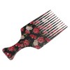 Unique Bargains Plastic Wide Tooth Hair Pick Comb Hair Styling Tool Flower Pattern Red Black 1 Pc - 2 of 4