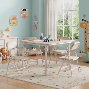 Acekool 3/5 Piece Folding Kids Table and 2 Chairs Set, Activity Table with PU Seats, No Assembly, Playroom, Daycare - 1 of 4