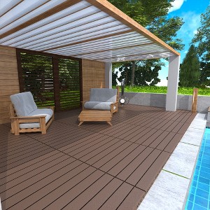 2FT Patio Deck Tiles, DIY Module Interlocking Decking Tiles Floor Tile 24pcs - 1 of 4