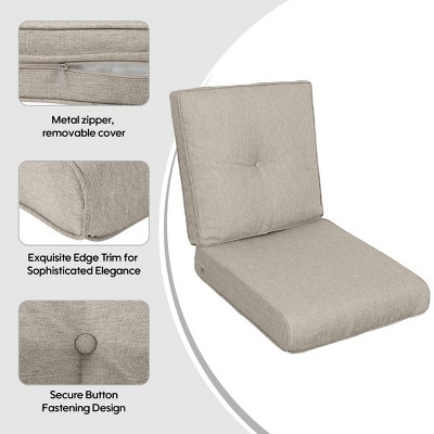 2 Piece High Back Patio Chair Cushions Set,Tufted Adirondack Cushions for Rocking Chair,Outdoor Garden Chair Cushions for Porch Deck-Coolbibila
