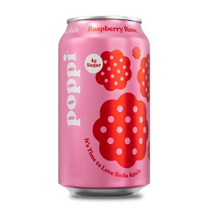 Poppi Raspberry Rose Prebiotic Soda - 12 fl oz Can - 1 of 4