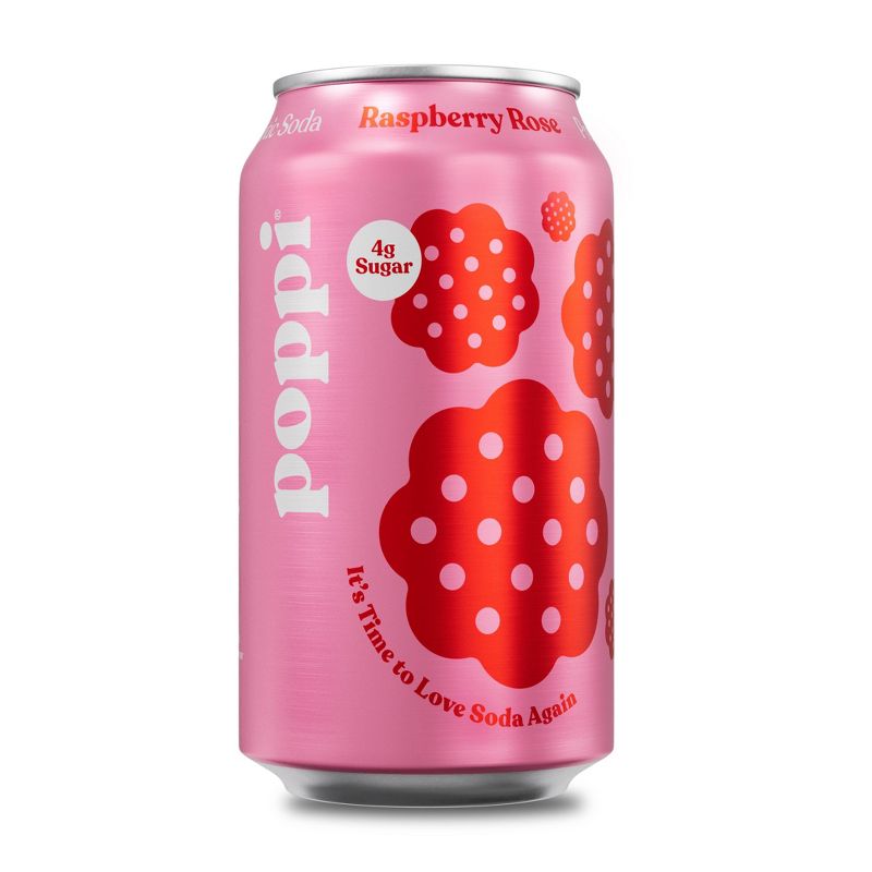 Poppi Raspberry Rose Prebiotic Soda - 12 fl oz Can, 1 of 11