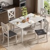 VECELO Farmhouse Style Dining Table, Rubber Wood Table with 4 Solid Wood Legs for Kitchen, Gray - 4 of 4