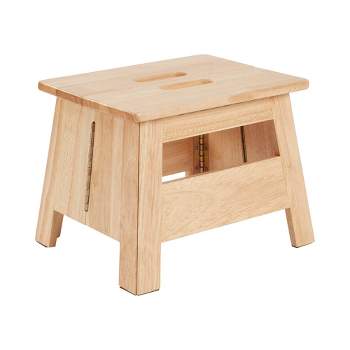 ECR4Kids Folding Step Stool with Handle, Kids Furniture, Natural