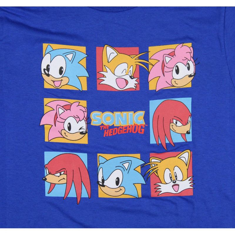 Sonic The Hedgehog Boy's Character Squares Grid With Logo Design T-shirt Kids, 2 of 5