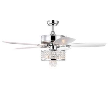 Tangkula 50" Modern Chrystal Ceiling Fan w/Light & Remote Control for Dinning Room Bedroom