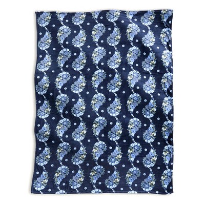Vera Bradley Women's Outlet Fleece Essential Oversized Throw Blanket Paisley Rain Tonal Blue