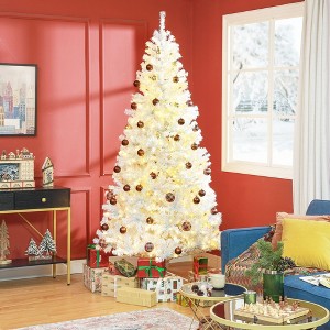 Whisen 7.5FT Prelit Artificial Christmas Tree with Realistic Branches, 500 Warm White LED Lights and 1346 Tips - White - 1 of 4