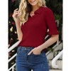 Womens Summer Shirts Short Sleeve V Neck Knit Polo Sweaters Ruffle Tops for Women - 3 of 4