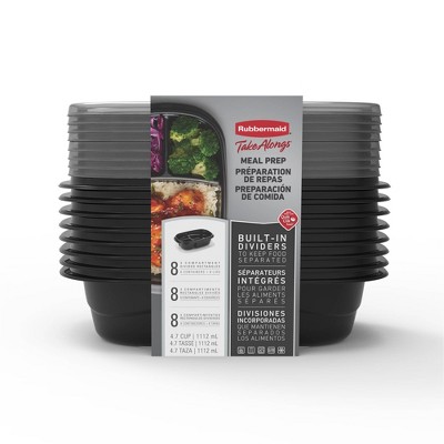 Rubbermaid Set of 8 TakeAlongs Rectangle Food Storage Containers: Meal Prep & Lunch To-Go, Microwave & Freezer Safe