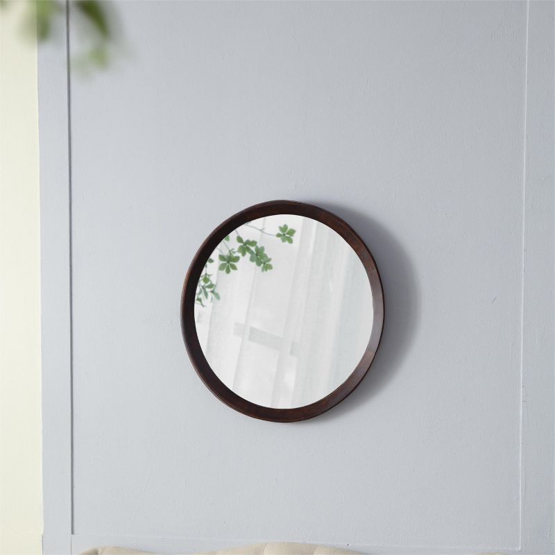 Cerys 20 inch Round Wood Mirror,Transitional Decor Style Mango Wood Wall Mirror,Features Clean Silhouette Solid Wood Frame-The Pop Home, 4 of 10