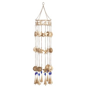 32" Iron Traditional Moon and Sun Windchime Gold/Blue - Olivia & May: Soothing Harmony, Indoor/Outdoor Decor - 1 of 4