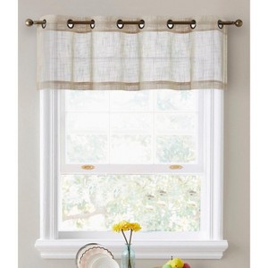 HLC.ME Abbey Faux Linen Sheer Thick Half Short Grommet Curtain Valance Small Windows, Kitchen and Bathroom - 1 of 4