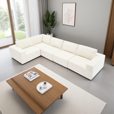 147" Oversized L-Shaped Sectional Sofa, Terrycloth Upholstery