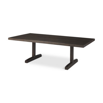 HomeRoots 55" Dark Brown Solid Wood Double Pedestal Coffee Table