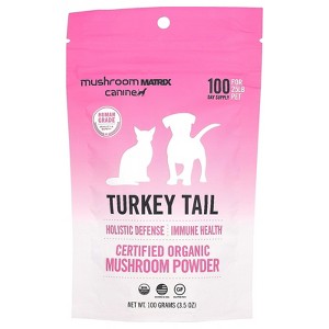 Mushroom Matrix Canine Turkey Tail, Certified Organic Mushroom Powder, For 25 lb Pet, For Dogs and Cats, 3.5 oz (100 g) - 1 of 2